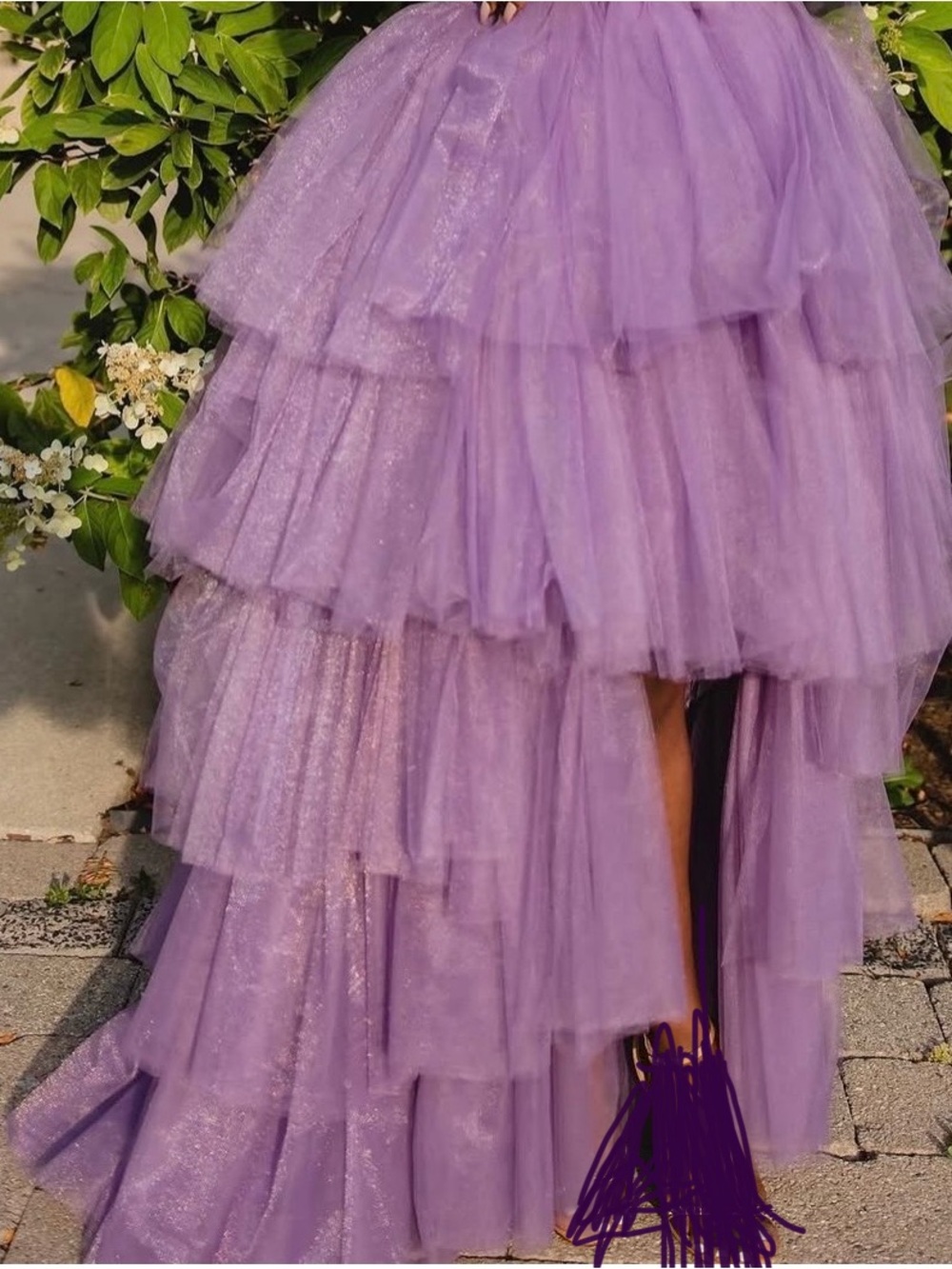 AKIRA Lavender Tiered Tulle High-Low Skirt